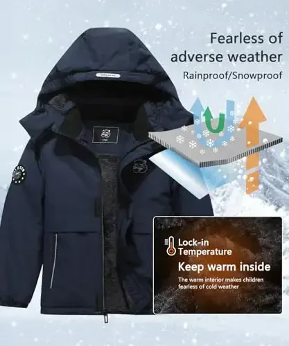 BYLESIN Kid's Waterproof Ski Jacket Warm Winter Coat Boys Snowboarding Jackets Outdoor - 4