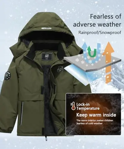 BYLESIN Kid's Waterproof Ski Jacket Warm Winter Coat Boys Snowboarding Jackets Outdoor - 4