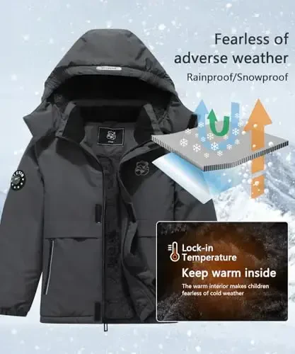 BYLESIN Kid's Waterproof Ski Jacket Warm Winter Coat Boys Snowboarding Jackets Outdoor - 4