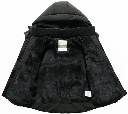 BYLESIN Kids Boy's Winter Coat Fleece Lined Waterproof Jacket Puffy Cotton Coat Thick Hooded Down Outdoor Coats - 4