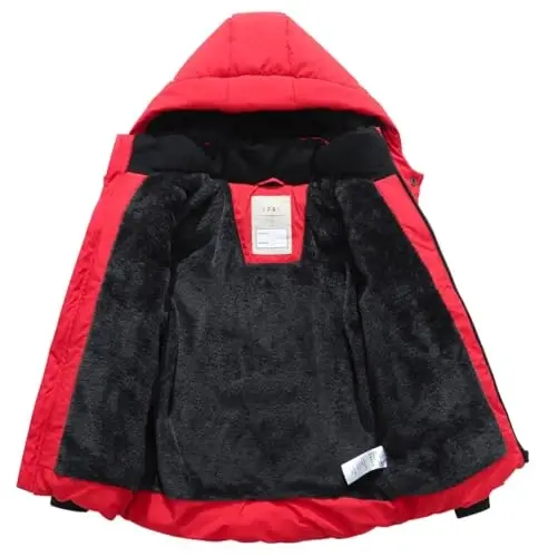 BYLESIN Kids Boy's Winter Coat Fleece Lined Waterproof Jacket Puffy Cotton Coat Thick Hooded Down Outdoor Coats - 3