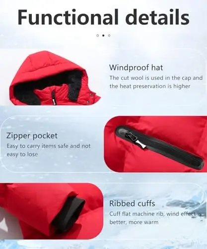 BYLESIN Kids Boy's Winter Coat Fleece Lined Waterproof Jacket Puffy Cotton Coat Thick Hooded Down Outdoor Coats - 6