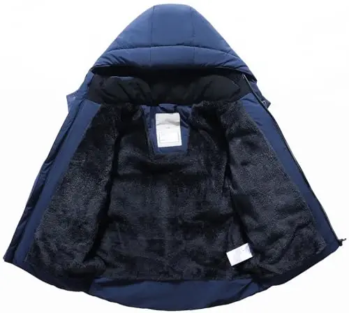 BYLESIN Kids Boy's Winter Coat Fleece Lined Waterproof Jacket Puffy Cotton Coat Thick Hooded Down Outdoor Coats - 3