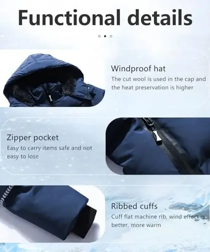 BYLESIN Kids Boy's Winter Coat Fleece Lined Waterproof Jacket Puffy Cotton Coat Thick Hooded Down Outdoor Coats - 6