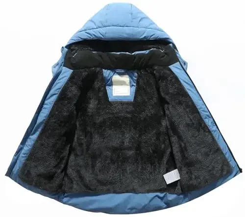 BYLESIN Kids Boy's Winter Coat Fleece Lined Waterproof Jacket Puffy Cotton Coat Thick Hooded Down Outdoor Coats - 3