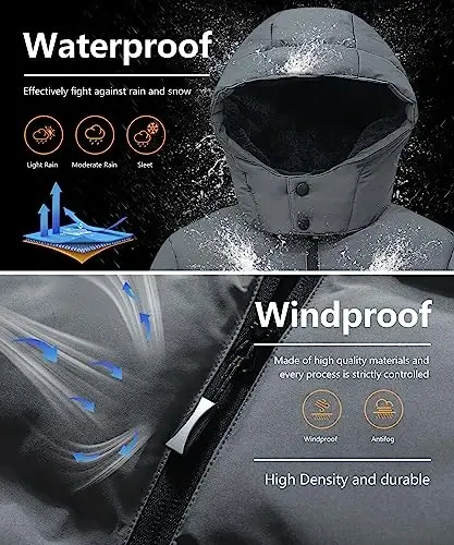 BYLESIN Kids Boy's Winter Coat Fleece Lined Waterproof Jacket Puffy Cotton Coat Thick Hooded Down Outdoor Coats - 5