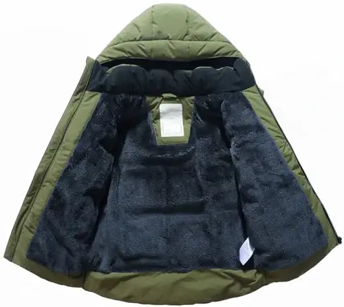 BYLESIN Kids Boy's Winter Coat Fleece Lined Waterproof Jacket Puffy Cotton Coat Thick Hooded Down Outdoor Coats - 3