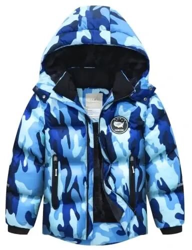 BYLESIN Kids Boy's Winter Coat | Fleece Lined Waterproof Jacket Puffy Cotton Coat Thick Hooded Down Outdoor Coats - 1