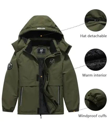 BYLESIN Kid's Waterproof Ski Jacket Warm Winter Coat Boys Snowboarding Jackets Outdoor - 9
