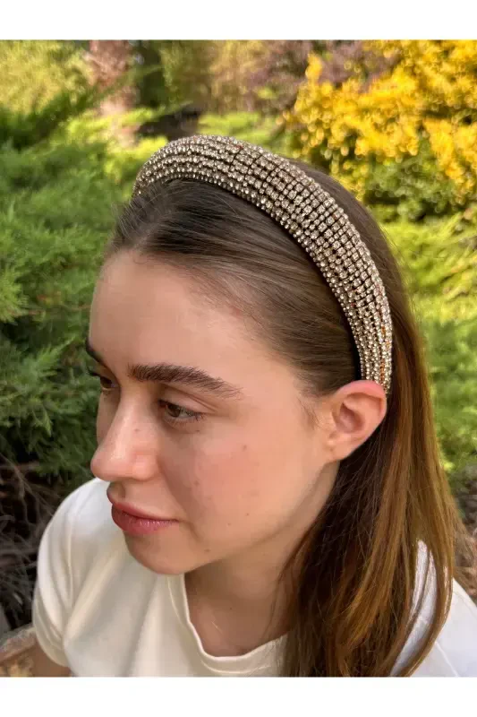 Bym001 Full Rhinestone Crown: Evening Dress Hair Accessory Stylish Touch that Completes Your Shine Women's Hair Crown-GOLD - 2