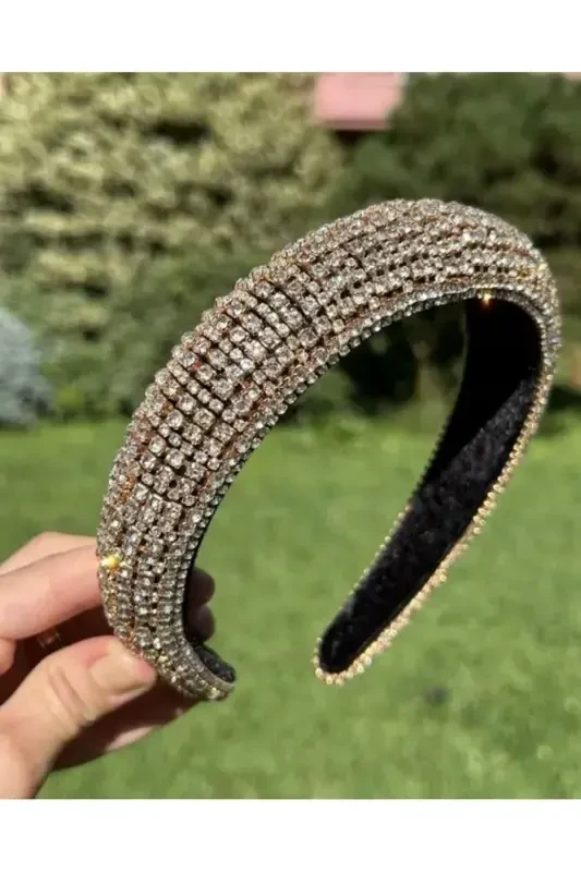 Bym001 Full Rhinestone Crown: Evening Dress Hair Accessory Stylish Touch that Completes Your Shine Women's Hair Crown-GOLD - 4