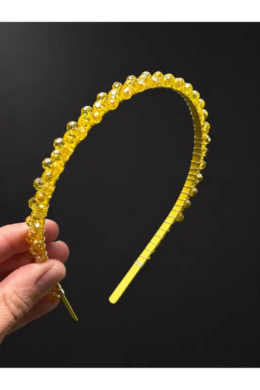 Bym570 Women's Evening Party Daily Yellow Crystal Stone Metal Shiny Crown - 4
