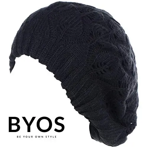 BYOS Ayollar O'rta Og'irlikdagi Bo'shashgan Bargli O'yma Naqshli To'quv Yumshoq Trikotaj Frantsuz Beret Shapkasi - 4