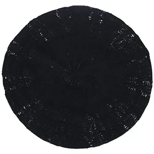 BYOS Chic Parisian Style Soft Lightweight Crochet Cutout Knit Beret Beanie Hat - BYOS (1)