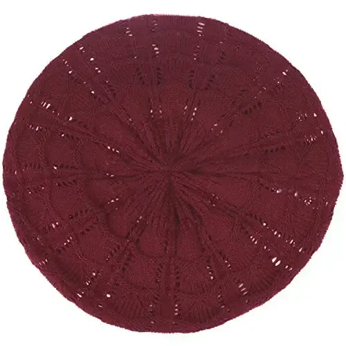 BYOS Chic Parisian Style Soft Lightweight Crochet Cutout Knit Beret Beanie Hat - BYOS (1)