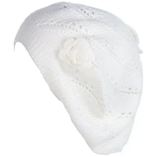 BYOS Chic Parisian Style Soft Lightweight Crochet Cutout Knit Beret Beanie Hat - 2