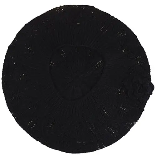 BYOS Chic Parisian Style Soft Lightweight Crochet Cutout Knit Beret Beanie Hat - 14