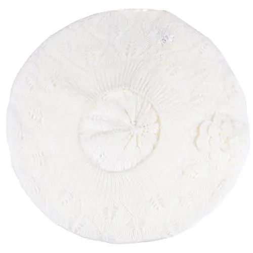 BYOS Chic Parisian Style Soft Lightweight Crochet Cutout Knit Beret Beanie Hat - 4