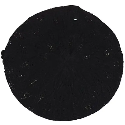 BYOS Chic Parisian Style Soft Lightweight Crochet Cutout Knit Beret Beanie Hat - 6