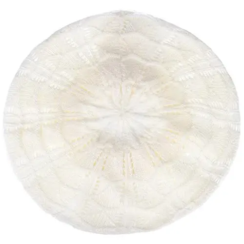 BYOS Chic Parisian Style Soft Lightweight Crochet Cutout Knit Beret Beanie Hat - 2