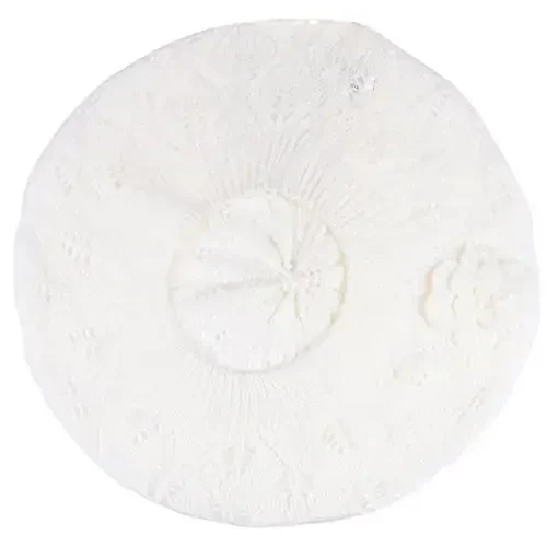 BYOS Chic Parisian Style Soft Lightweight Crochet Cutout Knit Beret Beanie Hat - 3