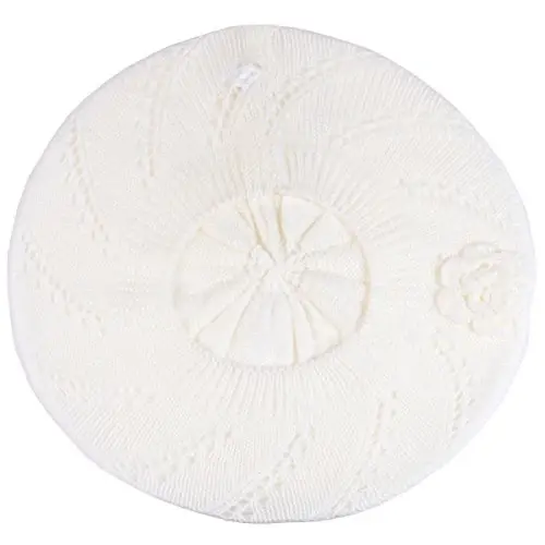 BYOS Chic Parisian Style Soft Lightweight Crochet Cutout Knit Beret Beanie Hat - 3