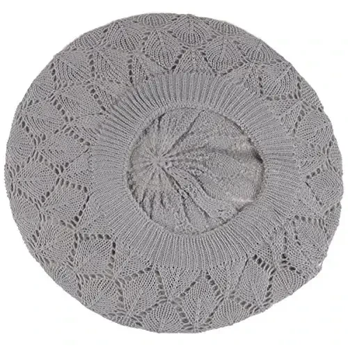 BYOS Chic Parisian Style Soft Lightweight Crochet Cutout Knit Beret Beanie Hat - 3
