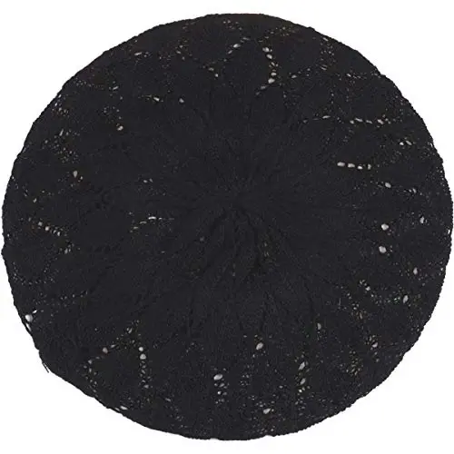 BYOS Chic Parisian Style Soft Lightweight Crochet Cutout Knit Beret Beanie Hat - 6