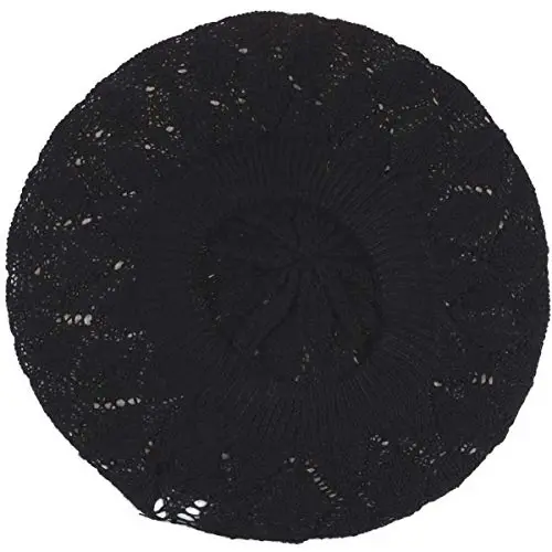 BYOS Chic Parisian Style Soft Lightweight Crochet Cutout Knit Beret Beanie Hat - 7