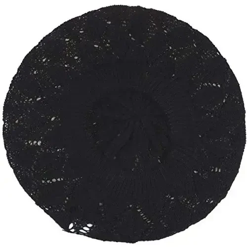 BYOS Chic Parisian Style Soft Lightweight Crochet Cutout Knit Beret Beanie Hat - 7