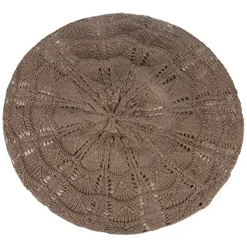 BYOS Chic Parisian Style Soft Lightweight Crochet Cutout Knit Beret Beanie Hat - 3