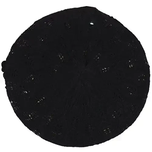 BYOS Chic Parisian Style Soft Lightweight Crochet Cutout Knit Beret Beanie Hat - 6