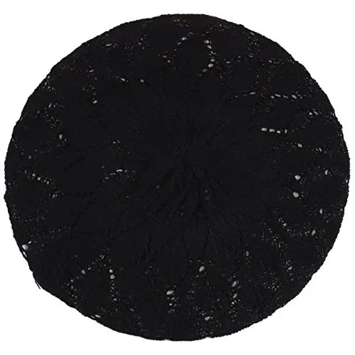 BYOS Chic Parisian Style Soft Lightweight Crochet Cutout Knit Beret Beanie Hat - BYOS (1)