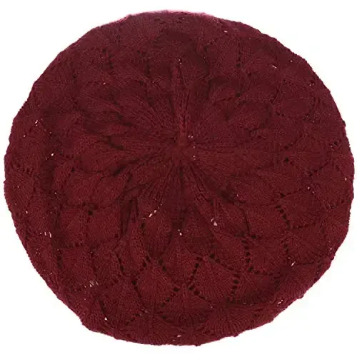 BYOS Chic Parisian Style Soft Lightweight Crochet Cutout Knit Beret Beanie Hat - BYOS (1)