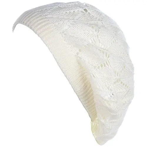 BYOS Chic Parisian Style Soft Lightweight Crochet Cutout Knit Beret Beanie Hat - BYOS (1)