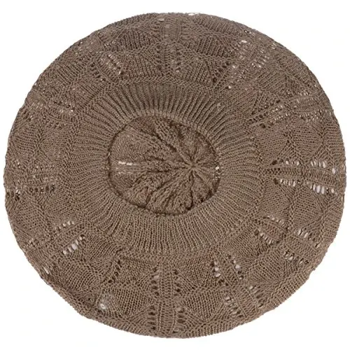 BYOS Chic Parisian Style Soft Lightweight Crochet Cutout Knit Beret Beanie Hat - 3