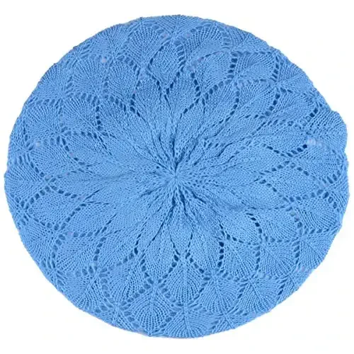 BYOS Chic Parisian Style Soft Lightweight Crochet Cutout Knit Beret Beanie Hat - BYOS (1)