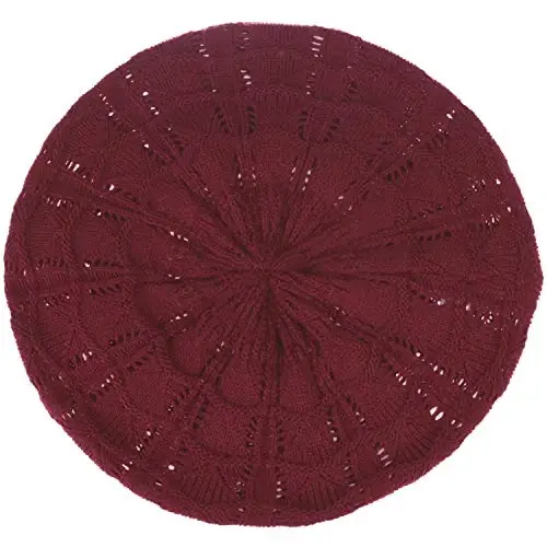 BYOS Chic Parisian Style Soft Lightweight Crochet Cutout Knit Beret Beanie Hat - 3