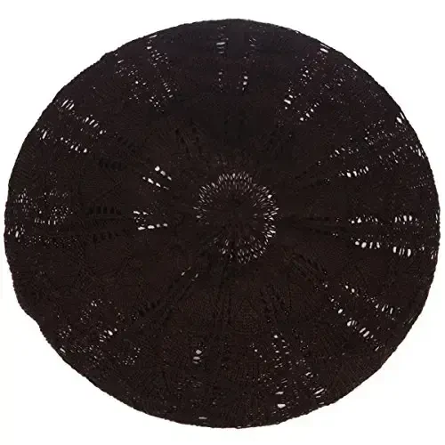 BYOS Chic Parisian Style Soft Lightweight Crochet Cutout Knit Beret Beanie Hat - 3