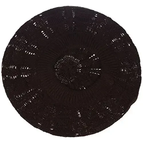 BYOS Chic Parisian Style Soft Lightweight Crochet Cutout Knit Beret Beanie Hat - 4