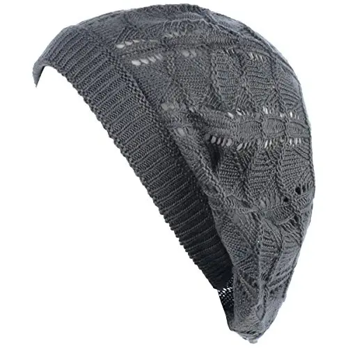 BYOS Chic Parisian Style Soft Lightweight Crochet Cutout Knit Beret Beanie Hat - BYOS (1)