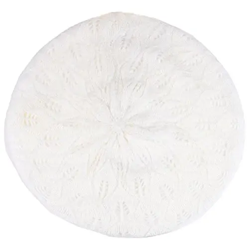 BYOS Chic Parisian Style Soft Lightweight Crochet Cutout Knit Beret Beanie Hat - BYOS (1)