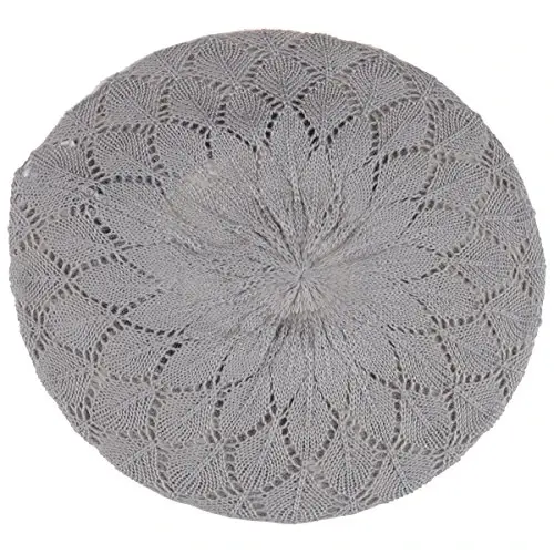 BYOS Chic Parisian Style Soft Lightweight Crochet Cutout Knit Beret Beanie Hat - 2