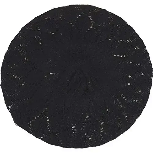 BYOS Chic Parisian Style Soft Lightweight Crochet Cutout Knit Beret Beanie Hat - 6
