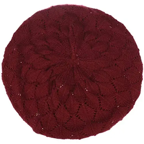 BYOS Chic Parisian Style Soft Lightweight Crochet Cutout Knit Beret Beanie Hat - 3
