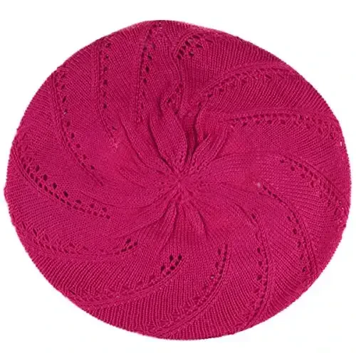 BYOS Chic Parisian Style Soft Lightweight Crochet Cutout Knit Beret Beanie Hat - BYOS (1)