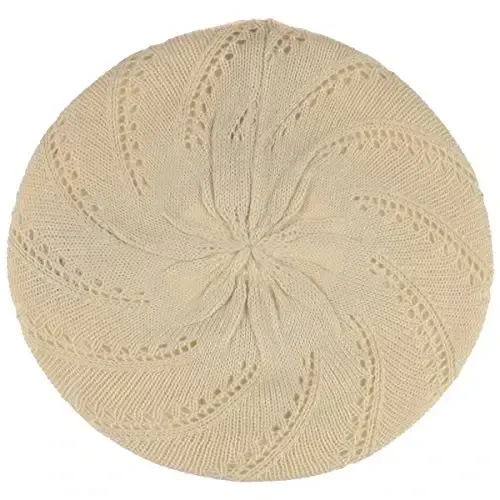 BYOS Chic Parisian Style Soft Lightweight Crochet Cutout Knit Beret Beanie Hat - BYOS (1)