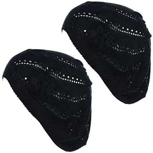 BYOS Chic Parisian Style Soft Lightweight Crochet Cutout Knit Beret Beanie Hat 