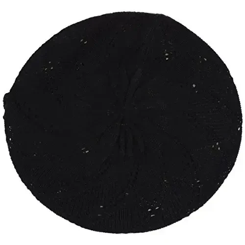 BYOS Chic Parisian Style Soft Lightweight Crochet Cutout Knit Beret Beanie Hat - 6