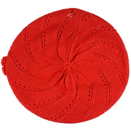 BYOS Chic Parisian Style Soft Lightweight Crochet Cutout Knit Beret Beanie Hat - BYOS (1)